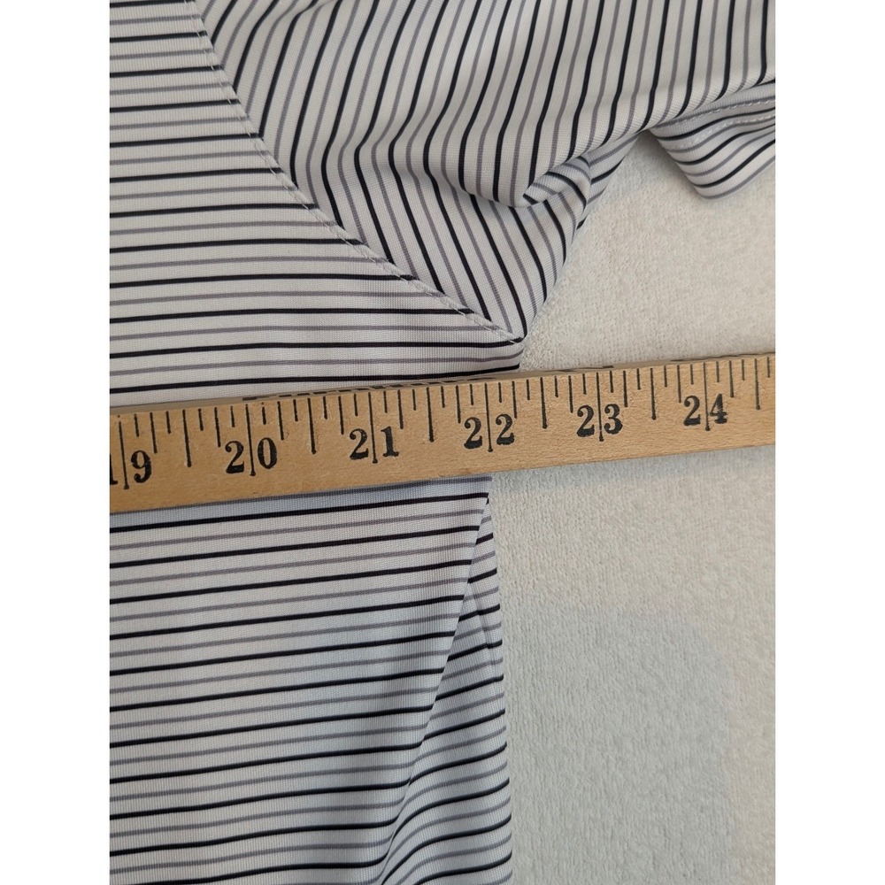 Ahead USA Mens The Long Bay Club Striped Golf Polo Shirt White Blue Large - Picture 5 of 10